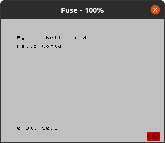 Hello World in Fuse Emulator